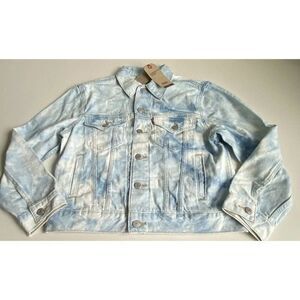 Levi's Ex-Boyfriend Denim Trucker Jacket Blue Tie Dye Light Wash  Women’s Size S
